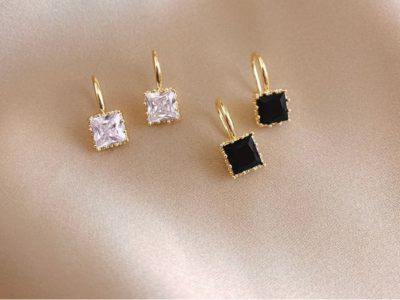 Square Crystal Stone Earrings